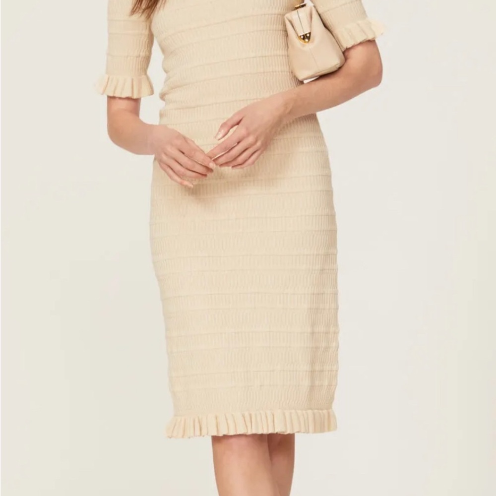 Adam Lippes Beige Ribbed Knit Top - Picture 4 of 4